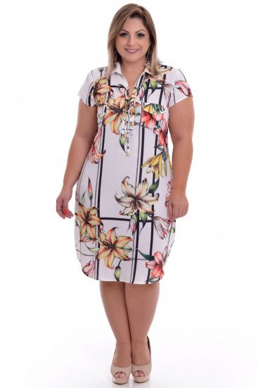 Vestido PLus Size Yellow Flower